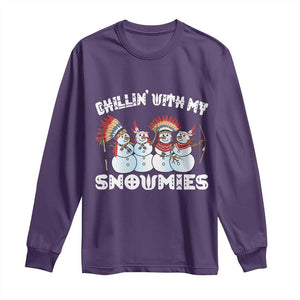 Funny Christmas Native American Long Sleeve Shirt Chillin' With My Snowmies Snowman Tribes TS11 Purple Print Your Wear