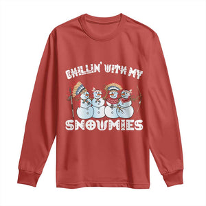 Funny Christmas Native American Long Sleeve Shirt Chillin' With My Snowmies Snowman Tribes TS11 Red Print Your Wear