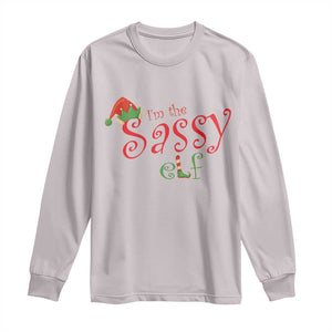 Funny Christmas Elf Long Sleeve Shirt I'm The Sassy Elf Family Matching TS11 Ice Gray Print Your Wear