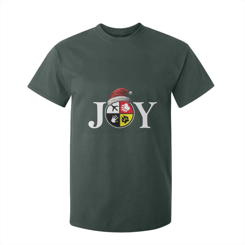 Christmas Native American Joy Medicine Wheel Santa Hat T Shirt For Kid TS11 Dark Forest Green Print Your Wear