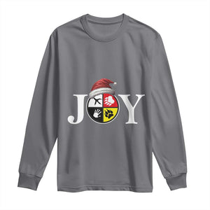 Christmas Native American Joy Medicine Wheel Santa Hat Long Sleeve Shirt TS11 Charcoal Print Your Wear