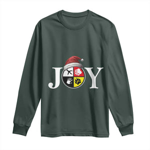 Christmas Native American Joy Medicine Wheel Santa Hat Long Sleeve Shirt TS11 Dark Forest Green Print Your Wear