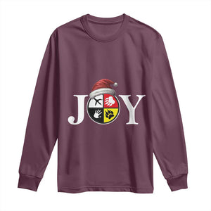 Christmas Native American Joy Medicine Wheel Santa Hat Long Sleeve Shirt TS11 Maroon Print Your Wear