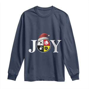 Christmas Native American Joy Medicine Wheel Santa Hat Long Sleeve Shirt TS11 Navy Print Your Wear