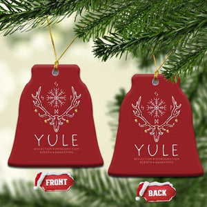 Yule Pagan Christmas Ornament Reflection Introspection Rebirth Awakening Vegvísir Symbol TS11 Bell Flake Red Print Your Wear