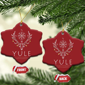 Yule Pagan Christmas Ornament Reflection Introspection Rebirth Awakening Vegvísir Symbol TS11 Snow Flake Red Print Your Wear