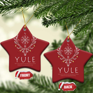 Yule Pagan Christmas Ornament Reflection Introspection Rebirth Awakening Vegvísir Symbol TS11 Star Red Print Your Wear