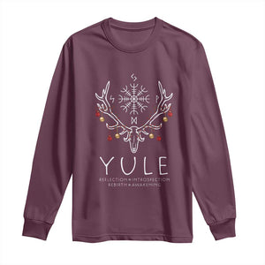 Yule Pagan Long Sleeve Shirt Reflection Introspection Rebirth Awakening Vegvsir Symbol TS11 Maroon Print Your Wear