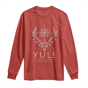 Yule Pagan Long Sleeve Shirt Reflection Introspection Rebirth Awakening Vegvsir Symbol TS11 Red Print Your Wear