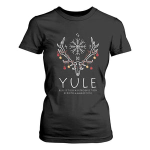 Yule Pagan T Shirt For Women Reflection Introspection Rebirth Awakening Vegvsir Symbol TS11 Black Print Your Wear