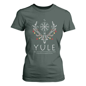 Yule Pagan T Shirt For Women Reflection Introspection Rebirth Awakening Vegvsir Symbol TS11 Dark Forest Green Print Your Wear