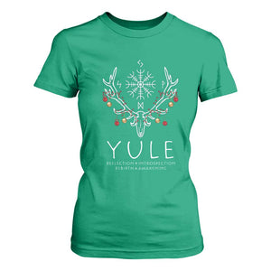 Yule Pagan T Shirt For Women Reflection Introspection Rebirth Awakening Vegvsir Symbol TS11 Irish Green Print Your Wear