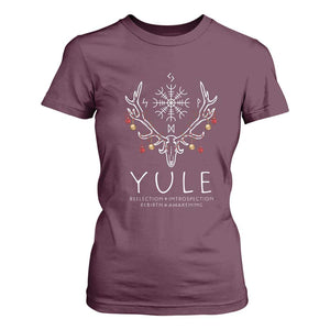 Yule Pagan T Shirt For Women Reflection Introspection Rebirth Awakening Vegvsir Symbol TS11 Maroon Print Your Wear