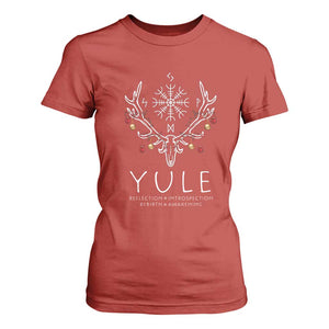 Yule Pagan T Shirt For Women Reflection Introspection Rebirth Awakening Vegvsir Symbol TS11 Red Print Your Wear