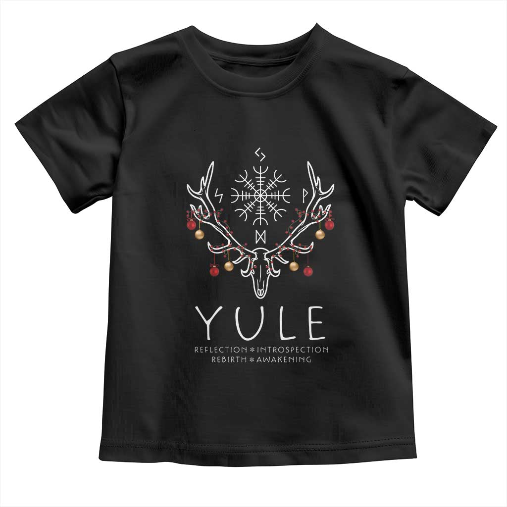 Yule Pagan Toddler T Shirt Reflection Introspection Rebirth Awakening Vegvsir Symbol TS11 Black Print Your Wear