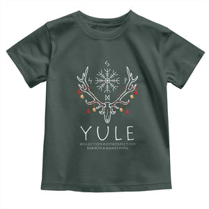 Yule Pagan Toddler T Shirt Reflection Introspection Rebirth Awakening Vegvsir Symbol TS11 Dark Forest Green Print Your Wear