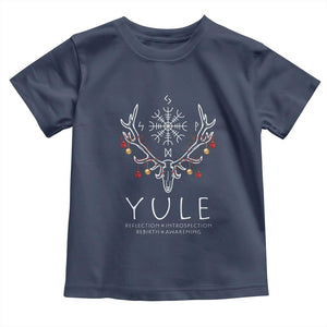 Yule Pagan Toddler T Shirt Reflection Introspection Rebirth Awakening Vegvsir Symbol TS11 Navy Print Your Wear