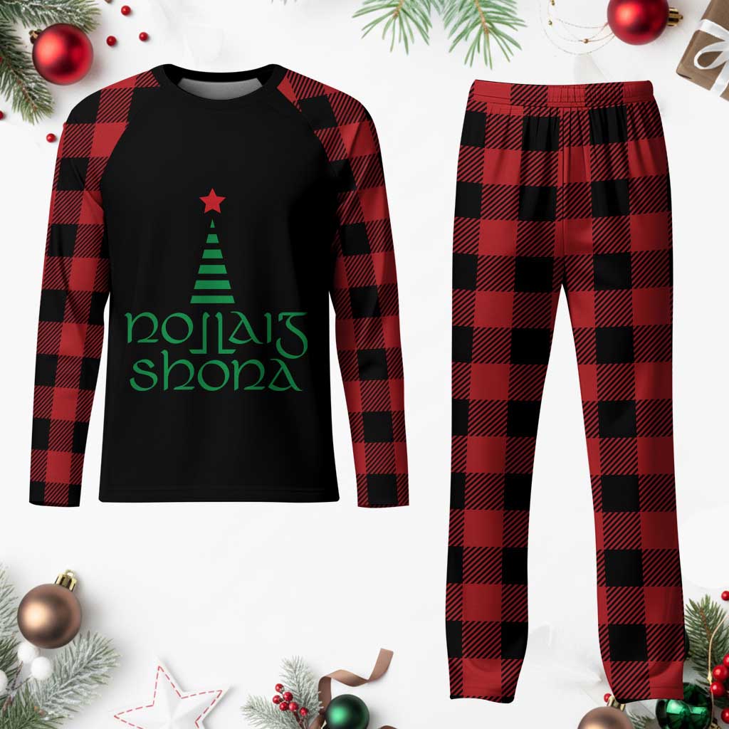 Funny Irish Gaelic Xmas Nollaig Shona Plaid Pajama Set Xmas Tree TS11 Buffalo Plaid Print Your Wear