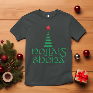 Funny Irish Gaelic Christmas Nollaig Shona T Shirt Xmas Tree TS11 Dark Heather Print Your Wear