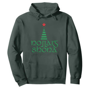 Funny Irish Gaelic Christmas Nollaig Shona Hoodie Xmas Tree TS11 Dark Forest Green Print Your Wear