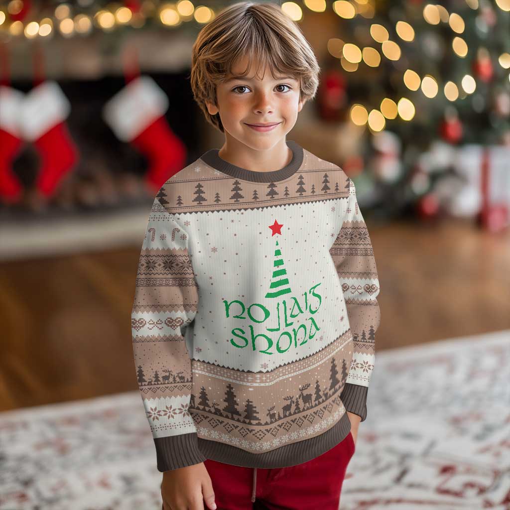 Funny Irish Gaelic Xmas Nollaig Shona Ugly Christmas Sweater Xmas Tree TS11 Mocha Mousse Print Your Wear
