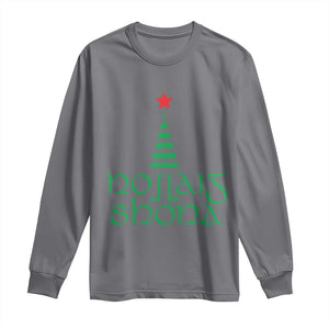 Funny Irish Gaelic Christmas Nollaig Shona Long Sleeve Shirt Xmas Tree TS11 Charcoal Print Your Wear