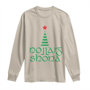 Funny Irish Gaelic Christmas Nollaig Shona Long Sleeve Shirt Xmas Tree TS11 Sand Print Your Wear