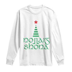 Funny Irish Gaelic Christmas Nollaig Shona Long Sleeve Shirt Xmas Tree TS11 White Print Your Wear