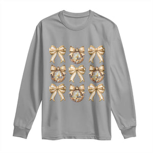 Coquette Happy New Year 2025 Gold Bow Long Sleeve Shirt TS11 Sport Gray Print Your Wear