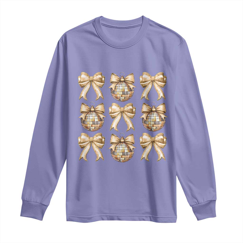 Coquette Happy New Year 2025 Gold Bow Long Sleeve Shirt TS11 Violet Print Your Wear