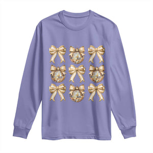 Coquette Happy New Year 2025 Gold Bow Long Sleeve Shirt TS11 Violet Print Your Wear