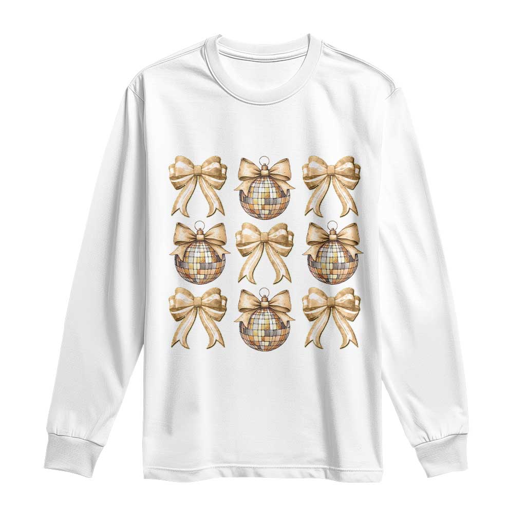 Coquette Happy New Year 2025 Gold Bow Long Sleeve Shirt TS11 White Print Your Wear