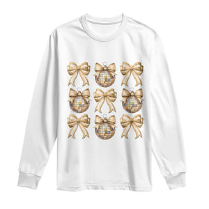 Coquette Happy New Year 2025 Gold Bow Long Sleeve Shirt TS11 White Print Your Wear