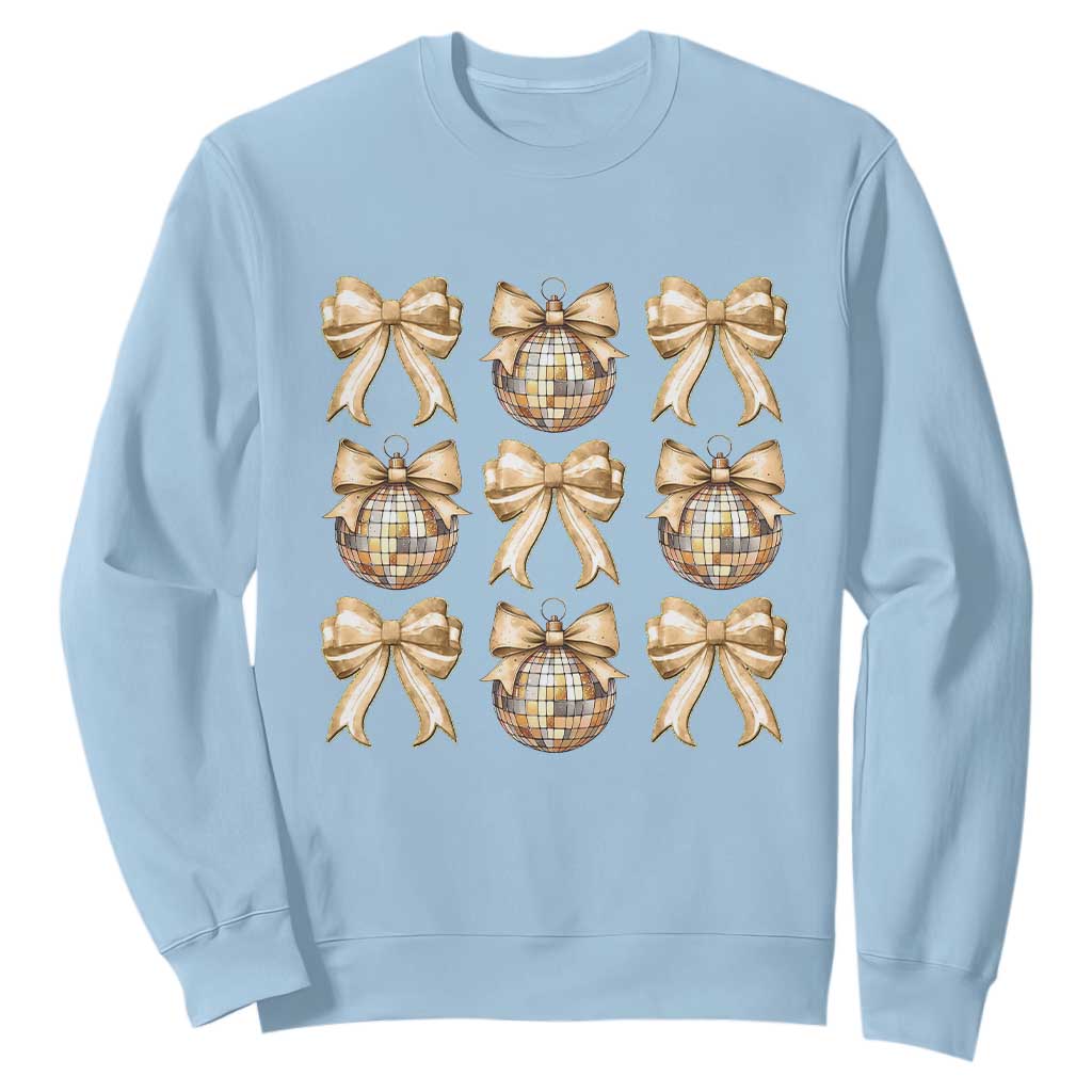 Coquette Happy New Year 2025 Gold Bow Sweatshirt TS11 Light Blue Print Your Wear