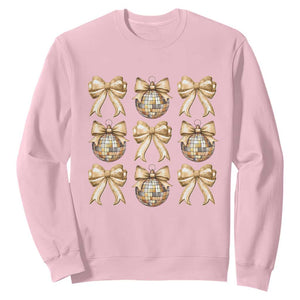 Coquette Happy New Year 2025 Gold Bow Sweatshirt TS11 Light Pink Print Your Wear