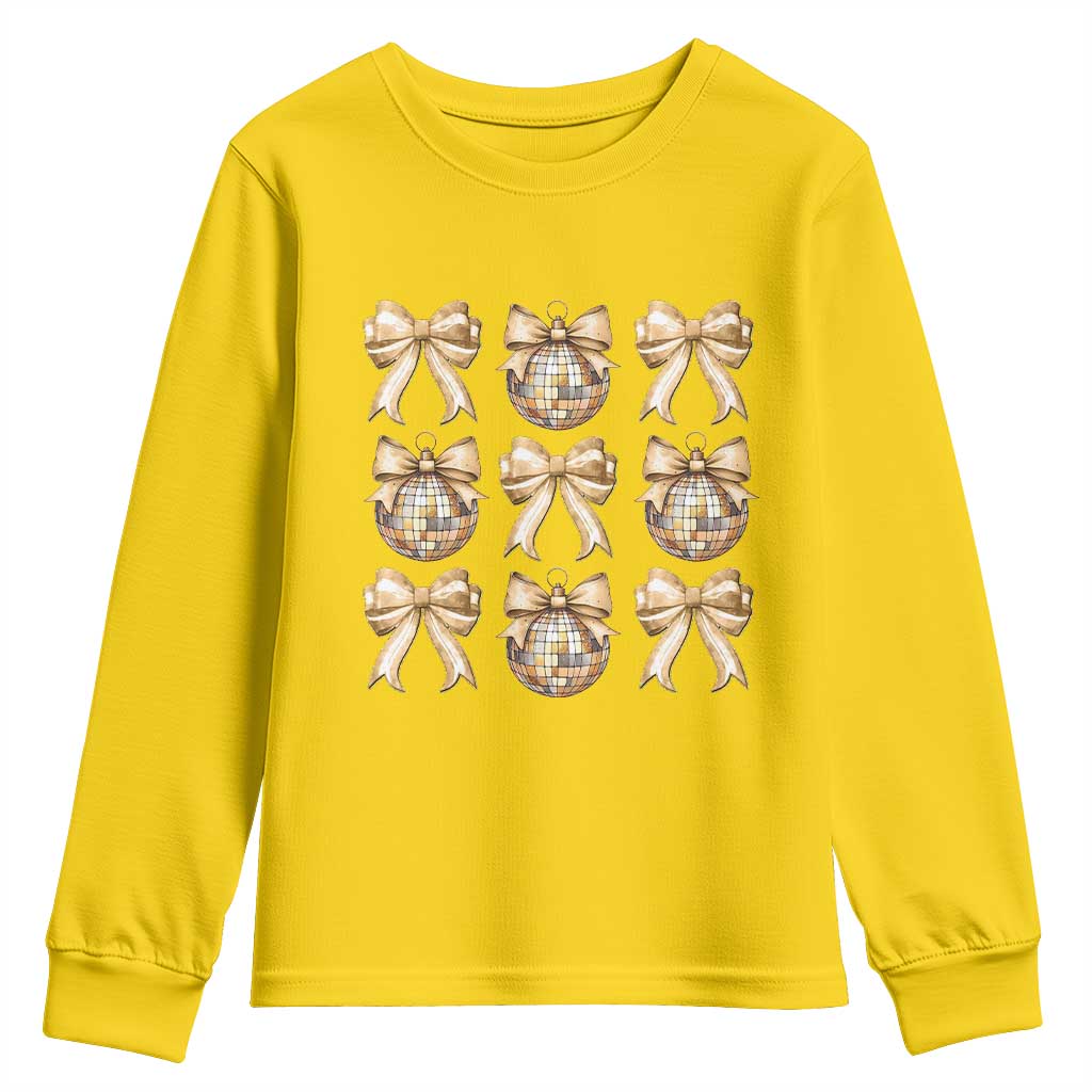 Coquette Happy New Year 2025 Gold Bow Youth Sweatshirt TS11 Daisy Print Your Wear
