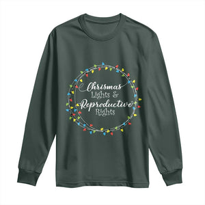 Funny Christmas Lights And Reproductive Rights Long Sleeve Shirt Led Light TS11 Dark Forest Green Print Your Wear
