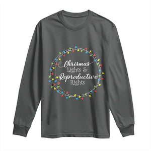 Funny Christmas Lights And Reproductive Rights Long Sleeve Shirt Led Light TS11 Dark Heather Print Your Wear