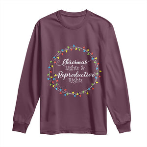 Funny Christmas Lights And Reproductive Rights Long Sleeve Shirt Led Light TS11 Maroon Print Your Wear