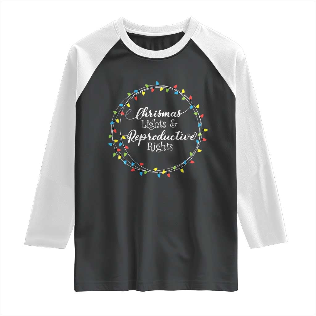 Funny Christmas Lights And Reproductive Rights Raglan Shirt Led Light TS11 Black White Print Your Wear