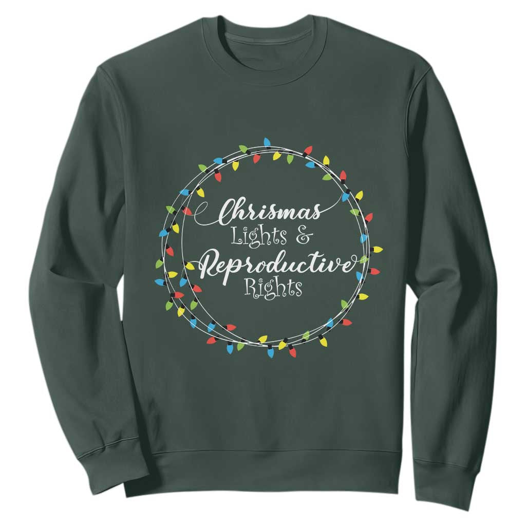 Funny Christmas Lights And Reproductive Rights Sweatshirt Led Light TS11 Dark Forest Green Print Your Wear