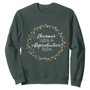 Funny Christmas Lights And Reproductive Rights Sweatshirt Led Light TS11 Dark Forest Green Print Your Wear