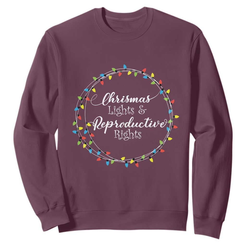 Funny Christmas Lights And Reproductive Rights Sweatshirt Led Light TS11 Maroon Print Your Wear