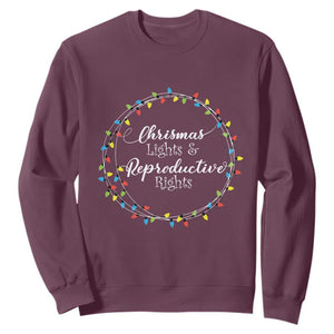 Funny Christmas Lights And Reproductive Rights Sweatshirt Led Light TS11 Maroon Print Your Wear
