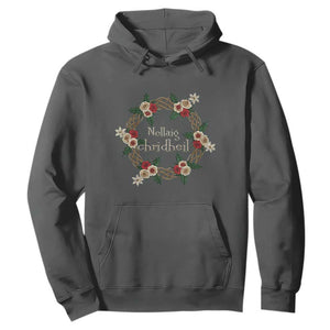 Scottish Celtic Christmas Nollaig Chridheil Hoodie Xmas Wreath TS11 Dark Heather Print Your Wear