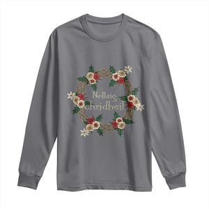 Scottish Celtic Christmas Nollaig Chridheil Long Sleeve Shirt Xmas Wreath TS11 Charcoal Print Your Wear