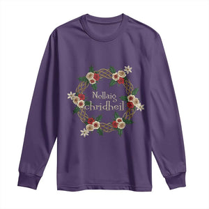 Scottish Celtic Christmas Nollaig Chridheil Long Sleeve Shirt Xmas Wreath TS11 Purple Print Your Wear