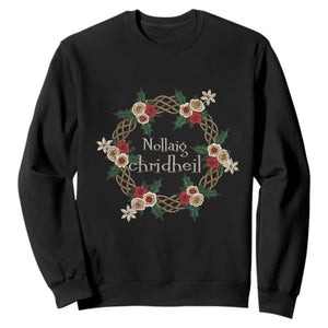 Scottish Celtic Christmas Nollaig Chridheil Sweatshirt Xmas Wreath TS11 Black Print Your Wear
