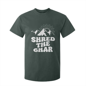 Funny Shred The Gnar T Shirt For Kid Snowboarding Mountain Winter Sport TS11 Dark Forest Green Print Your Wear