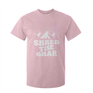 Funny Shred The Gnar T Shirt For Kid Snowboarding Mountain Winter Sport TS11 Light Pink Print Your Wear